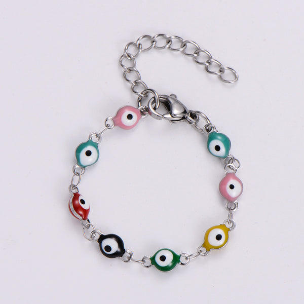 Kids Ethnic Metal Mixed Color Titanium Steel Oil Dripping Bracelets