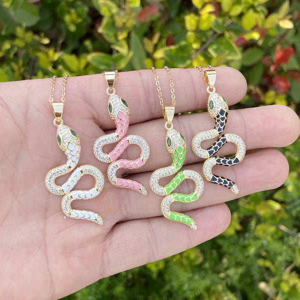 Women Animal Snake Copper Oil Dripping Pendants