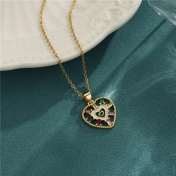 Women Minimalist Heart Geometric Stainless Steel Electroplating Necklaces