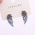 Women Feather Metal Copper Stud Earrings