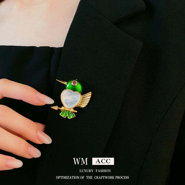 Women Luxurious Bird Animal Copper Electroplating Brooches