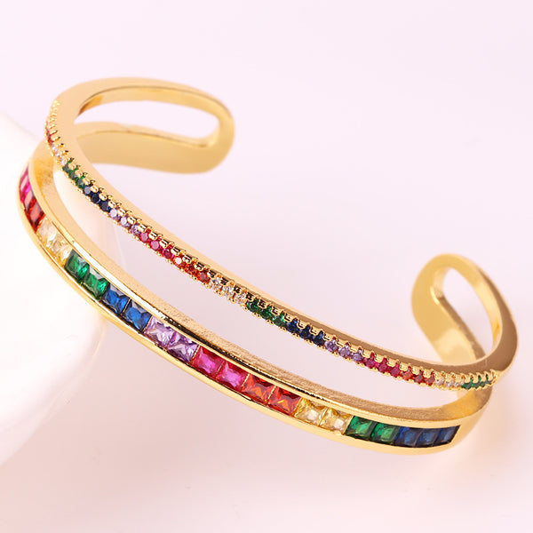 Expressive Circle Zircon Electroplating Bangles