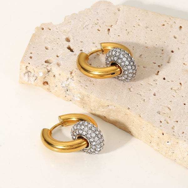 IG Style Round Geometric Stainless Steel 18K Gold Plated Earrings