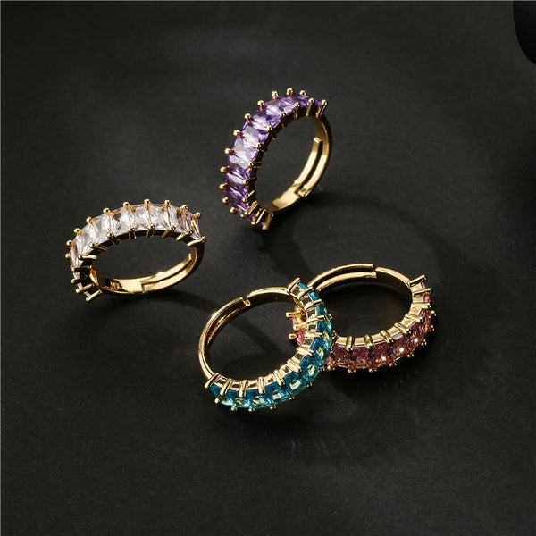 IG Style Women Geometric Copper Inlay Rings