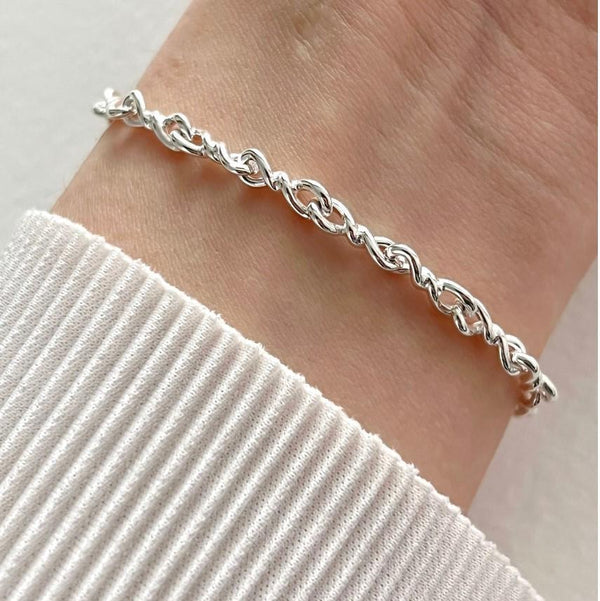 925 Sterling Silver Women IG Style Knot Silver Electroplating Bracelets