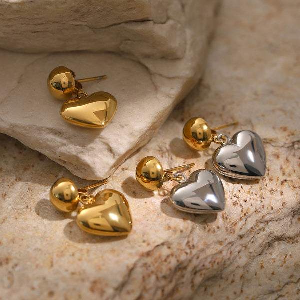 IG Style Heart Stainless Steel 18K Gold Plated Earrings