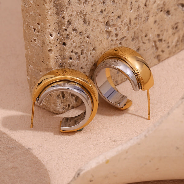 Fashion Circle Geometric Stainless Steel 18K Gold Plated Earrings