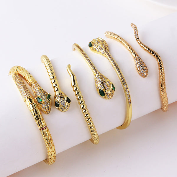 Minimalist Snake Snake Zircon Electroplating Bangles