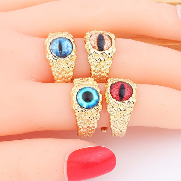 Vintage Retro Unisex Diamond Metal Retro Vintage Eye Eye Resin Oil Dripping Rings