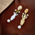 Medieval Droplet Pearl Droplet Geometric Alloy Diamond Inlay Earrings