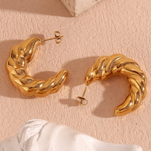 Fashion Circle Geometric Stainless Steel 18K Gold Plated Earrings