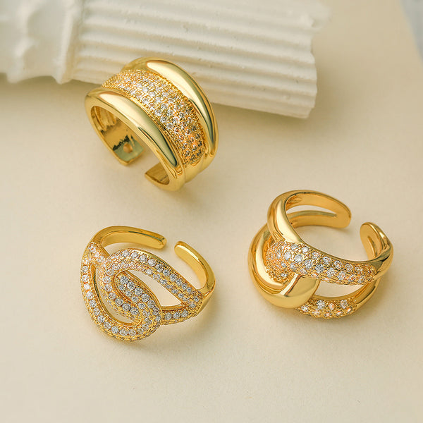 Women Irregular Geometric Copper Electroplating Rings