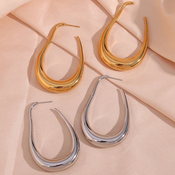 Minimalist Circle Geometric Stainless Steel 18K Gold Plated Earrings