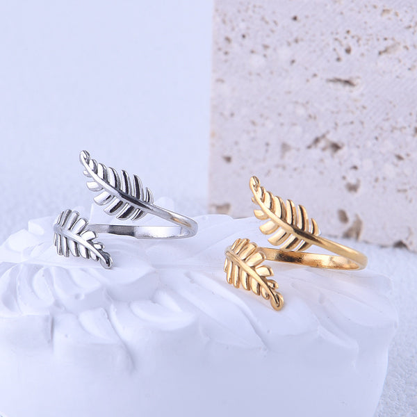 IG Style Leaf Titanium Steel Electroplating Rings