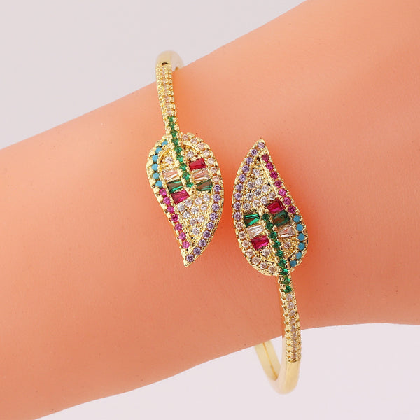 IG Style Women Geometric Metal Leaf Copper Bracelets