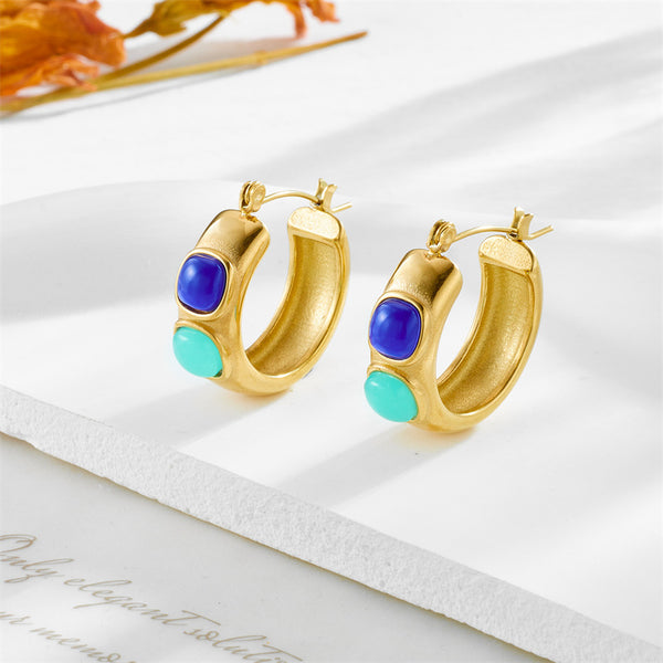 Fashion Round Geometric Titanium Steel Electroplating Earrings