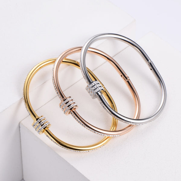 Women Diamond Rhombus Stainless Steel Bangles