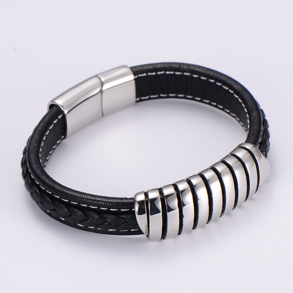 Men Metal Leather Bangles