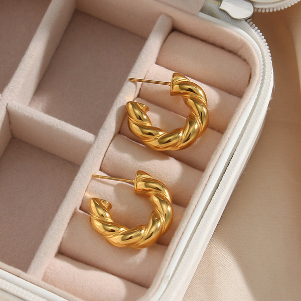 Fashion Stripe Geometric Stainless Steel 18K Gold Plated Earrings