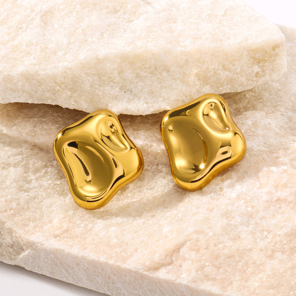 IG Style Square Rhombus Geometric Stainless Steel Electroplating Earrings