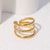 Women Minimalist Stripe Ellipse Leaf Stainless Steel Rings