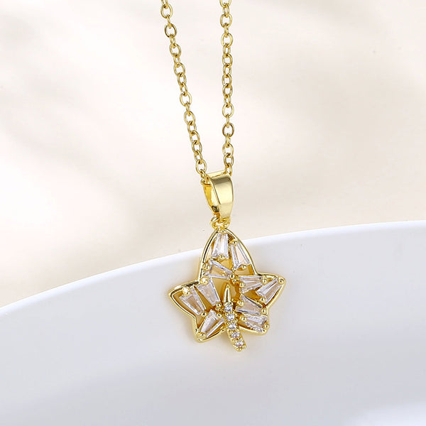 Women Minimalist Geometric Metal Leaf Stainless Steel Electroplating Necklaces