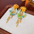 Medieval Flower Flower Glass Electroplating Earrings