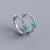 925 Sterling Silver Round Silver Diamond Inlay Stud Earrings