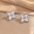 Moderate Luxury Flower Copper Diamond Inlay Stud Earrings