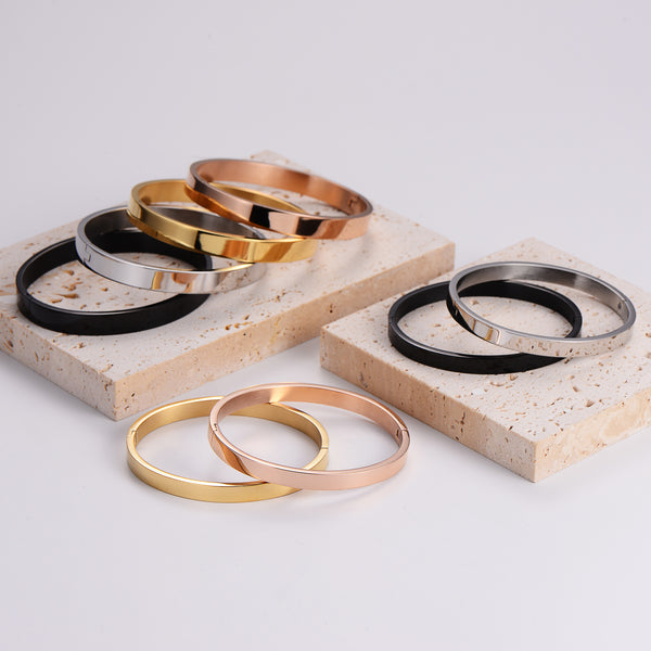 Minimalist Round Stainless Steel Electroplating Bangles