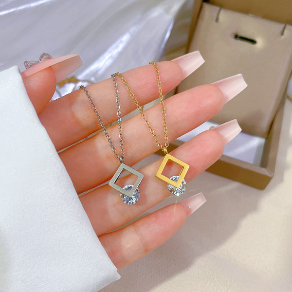 Women Cartoon Gourd Lotus Pod Clover Tree Wheat Cactus Flower Peach Blossom Leaf Geometric Titanium Steel Electroplating Necklaces