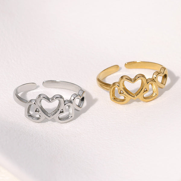 Open Ring Minimalist Heart Stainless Steel Electroplating Rings