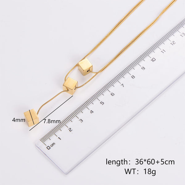 Minimalist Quadrilateral Stainless Steel Electroplating Necklaces