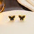 Korean Wing Geometric Titanium Steel 18K Gold Plated Stud Earrings