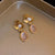 Medieval Droplet Pearl Droplet Geometric Alloy Diamond Inlay Earrings