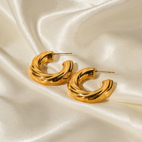 IG Style Letter Geometric Stainless Steel 18K Gold Plated Earrings