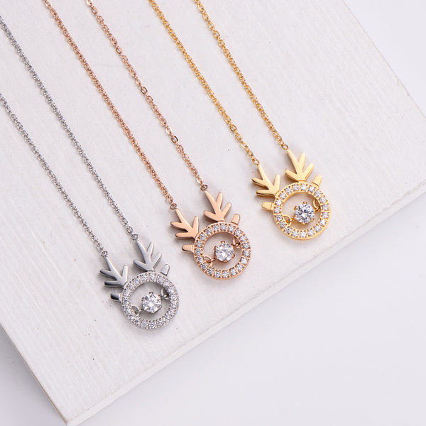 Women Korean Geometric Metal Rainbow Zodiac Sign Stainless Steel Gold Plating Pendants