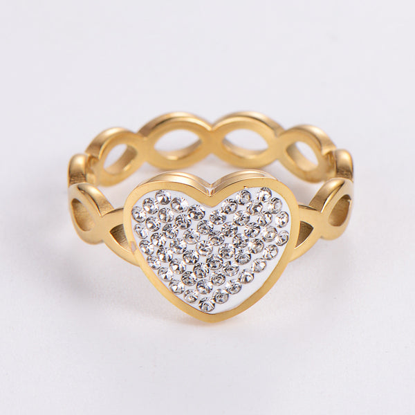 Cute & Edgy Geometric Stainless Steel Diamond Inlay Rings