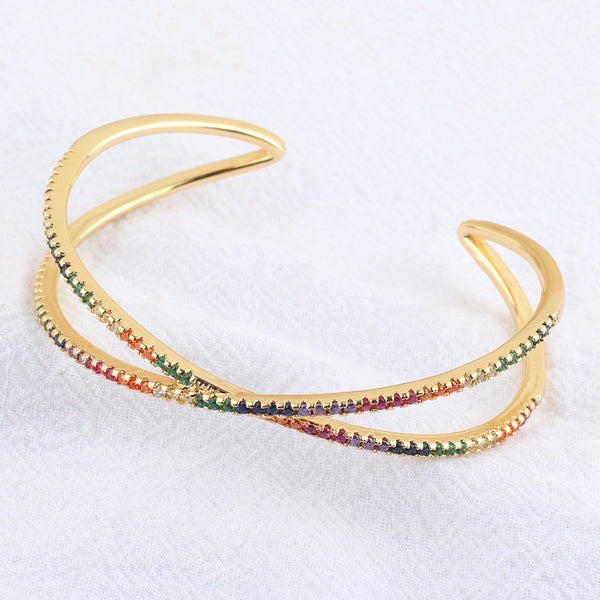 Women Diamond Metal Geometric Retro Bohemian Vintage Geometric Zircon Bangles