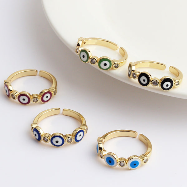 Unisex Diamond Metal Eye Bohemian Geometric Zircon Rings