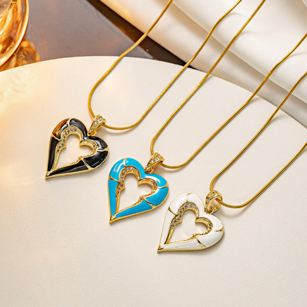 Triangle Geometric Heart Titanium Steel 18K Gold Plated Necklaces