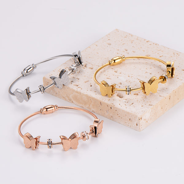 Women Minimalist Bowknot Bowknot Stainless Steel Electroplating Bracelets