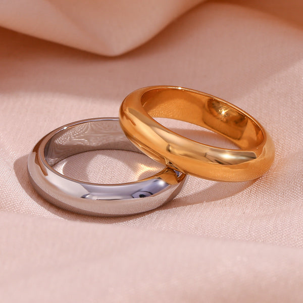 Minimalist Women Circle Geometric Stainless Steel 18K Gold Plated Rings