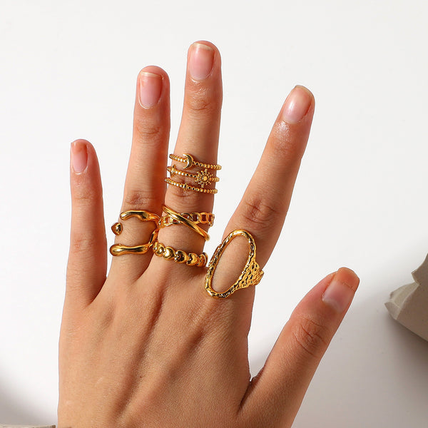 Women IG Style Snake Stainless Steel 18K Gold Plated Rings