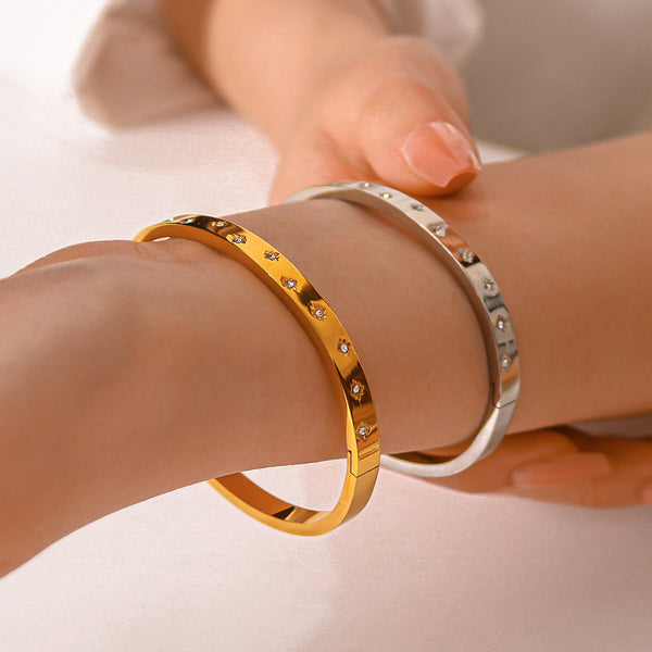 IG Style Irregular Stainless Steel Electroplating Bangles