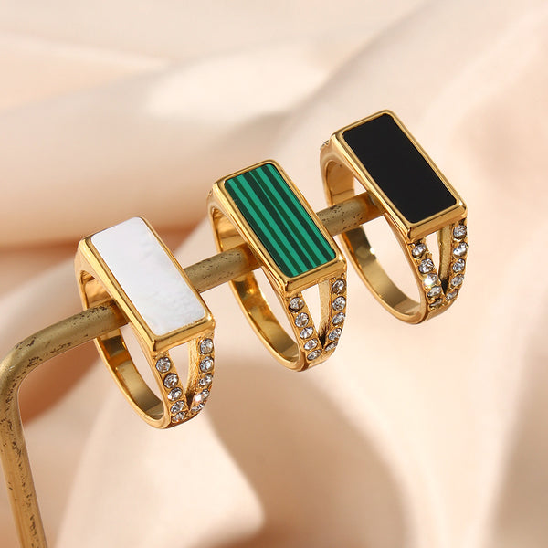 Women Geometric Stainless Steel 18K Gold Plated Rings