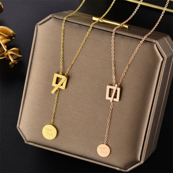 Cartoon Geometric Titanium Steel 18K Gold Plated Necklaces