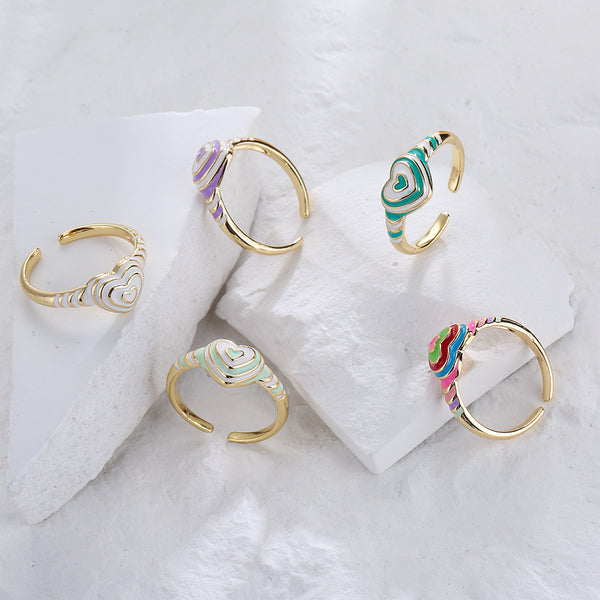 IG Style Women Geometric Copper Inlay Rings