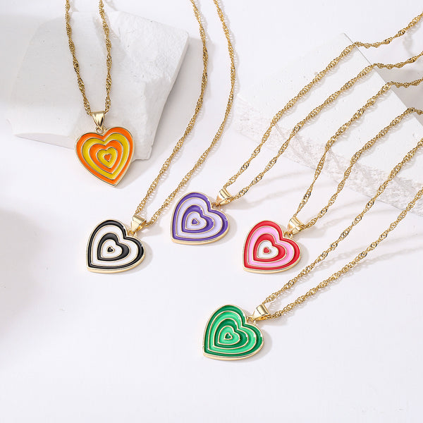 Japanese / Korean Heart Geometric Copper Pendants