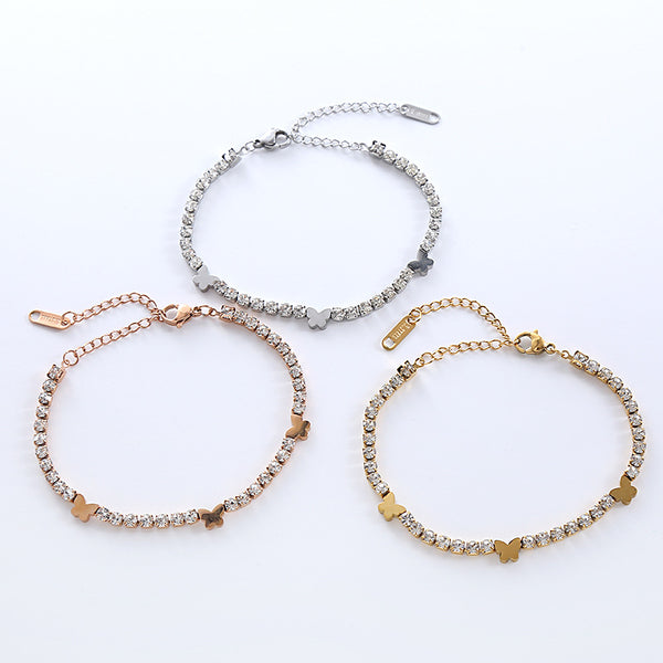 Natural Women Tennis / Diamond Line Asymmetrical Chain Geometric Stainless Steel Electroplating Bracelets